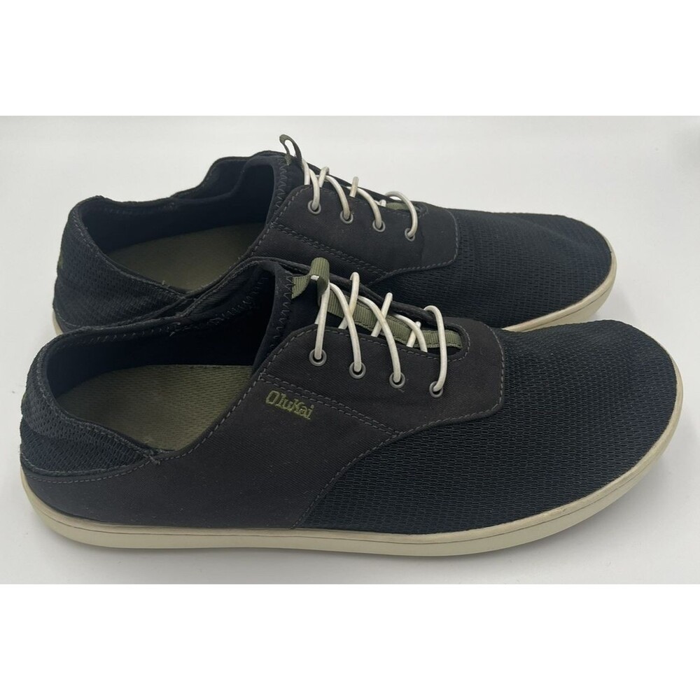 Olukai Mens Black Nohea Moku Sneakers Size 11.5 No Tie Boat Shoes Casual‎